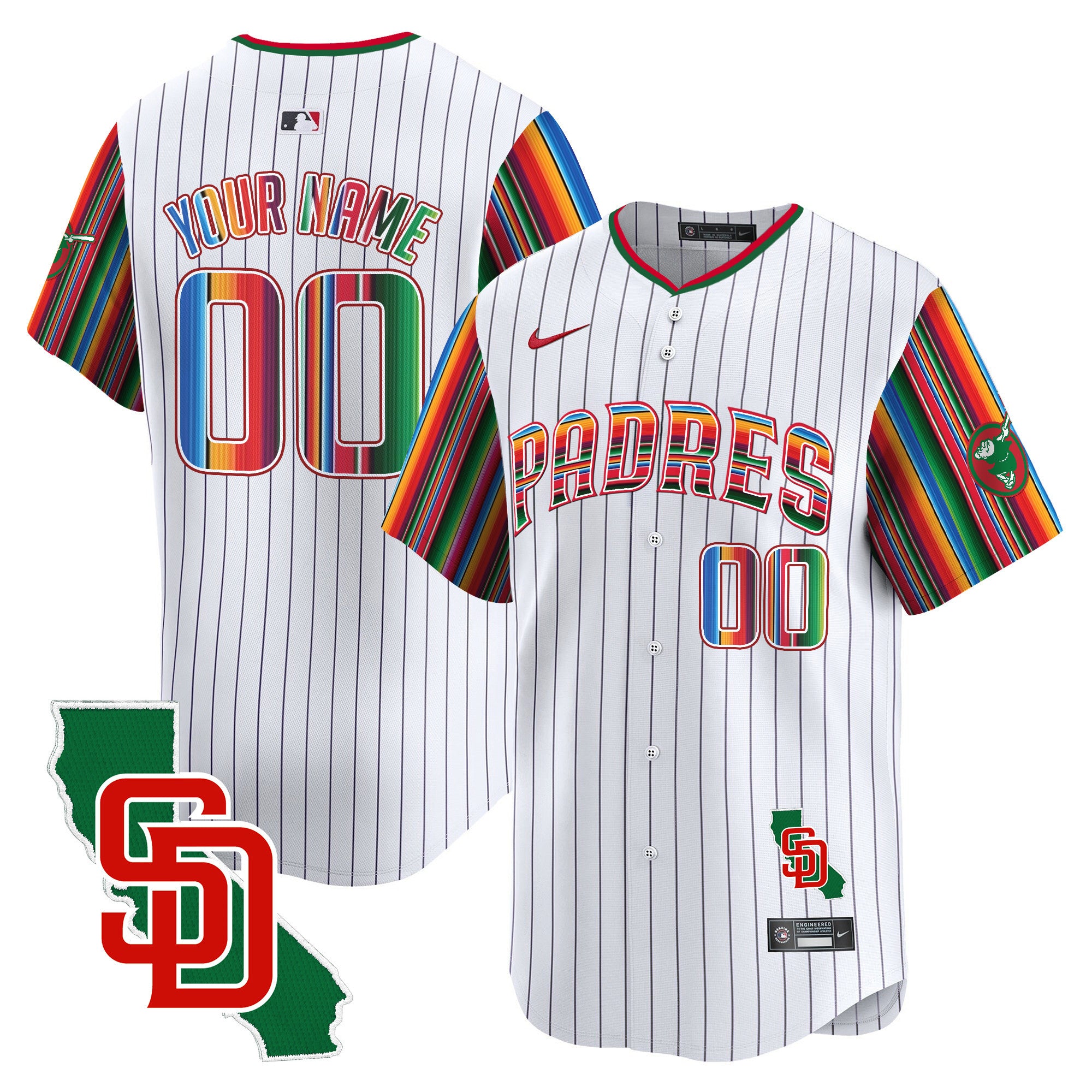 Padres Mexico California Patch Vapor Premier Limited Custom Jersey V6 - All Stitched - Men, Pinstripe