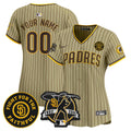 Padres Tony Gwynn & Faithful Patch Vapor Premier Limited Custom Jersey - All Stitched - Women, Tan