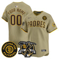 Padres Tony Gwynn & Faithful Patch Vapor Premier Limited Custom Jersey - All Stitched - Men, Tan