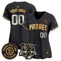 Padres Tony Gwynn & Faithful Patch Vapor Premier Limited Custom Jersey - All Stitched - Women, Black Gold