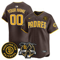 Padres Tony Gwynn & Faithful Patch Vapor Premier Limited Custom Jersey - All Stitched - Men, Brown