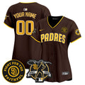 Padres Tony Gwynn & Faithful Patch Vapor Premier Limited Custom Jersey - All Stitched - Women, Brown