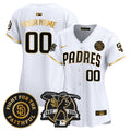 Padres Tony Gwynn & Faithful Patch Vapor Premier Limited Custom Jersey - All Stitched - Women, White Gold