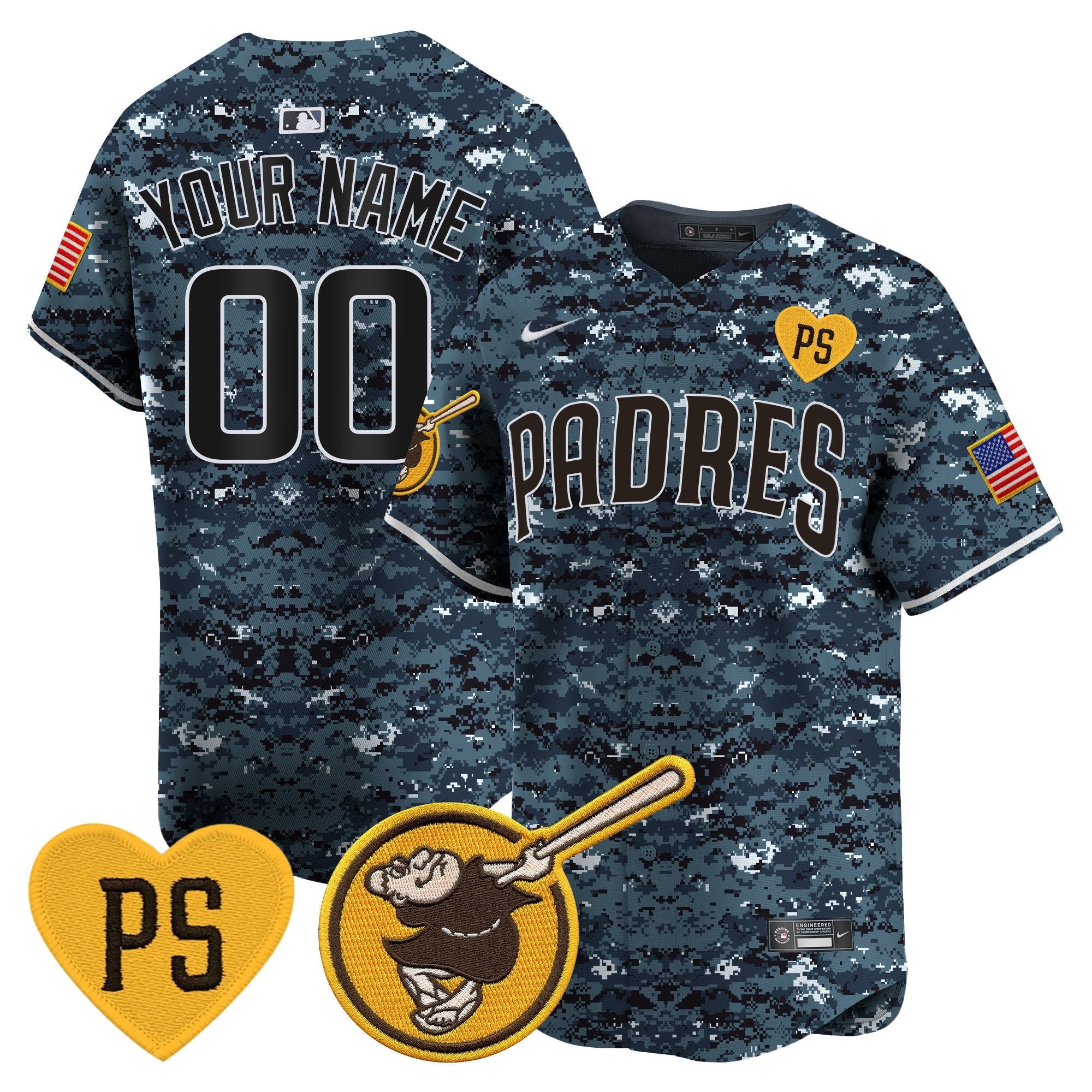 Padres USMC Alternate Vapor Premier Limited Custom Jersey - All Stitched - Men, Navy