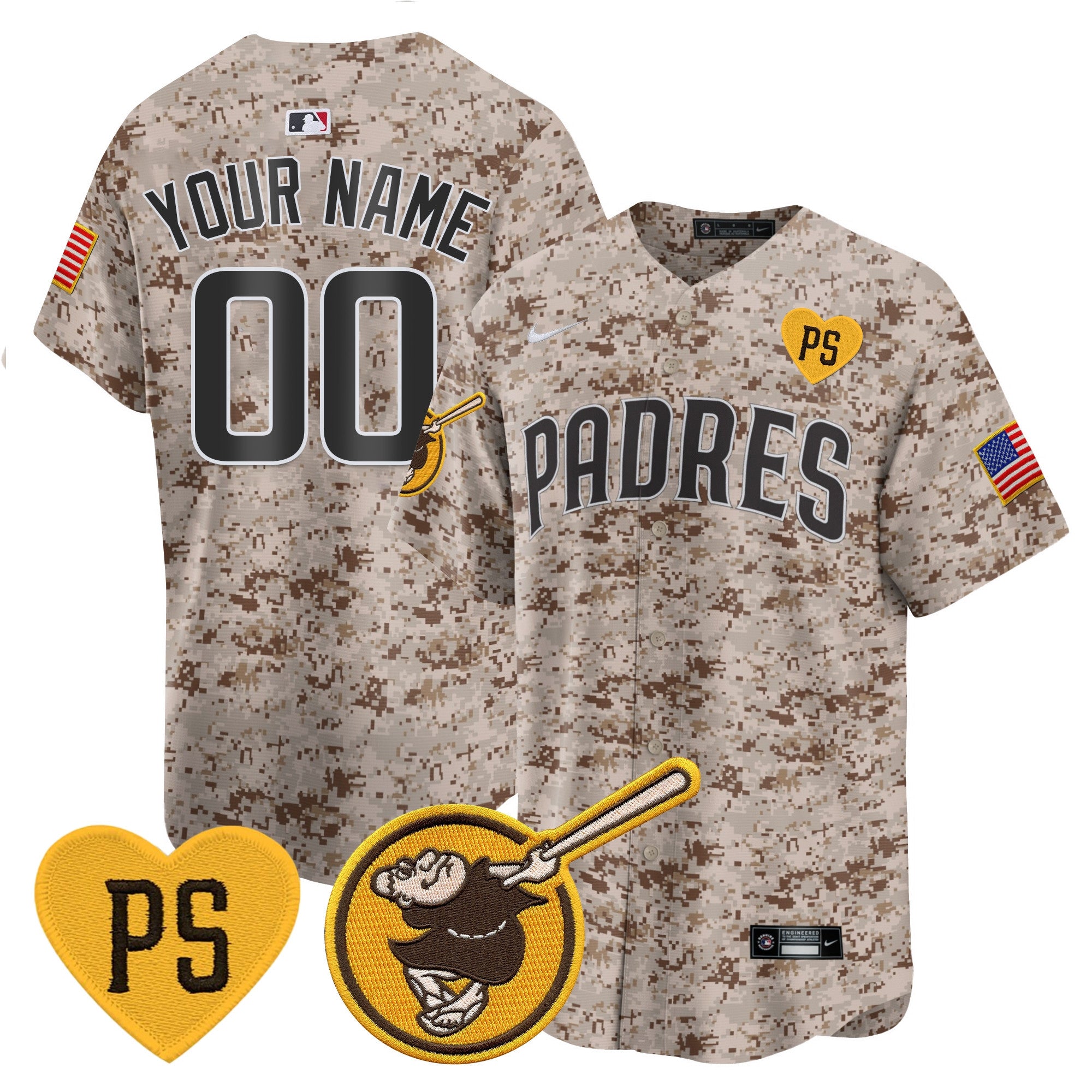 Padres USMC Alternate Vapor Premier Limited Custom Jersey - All Stitched - Men, Desert