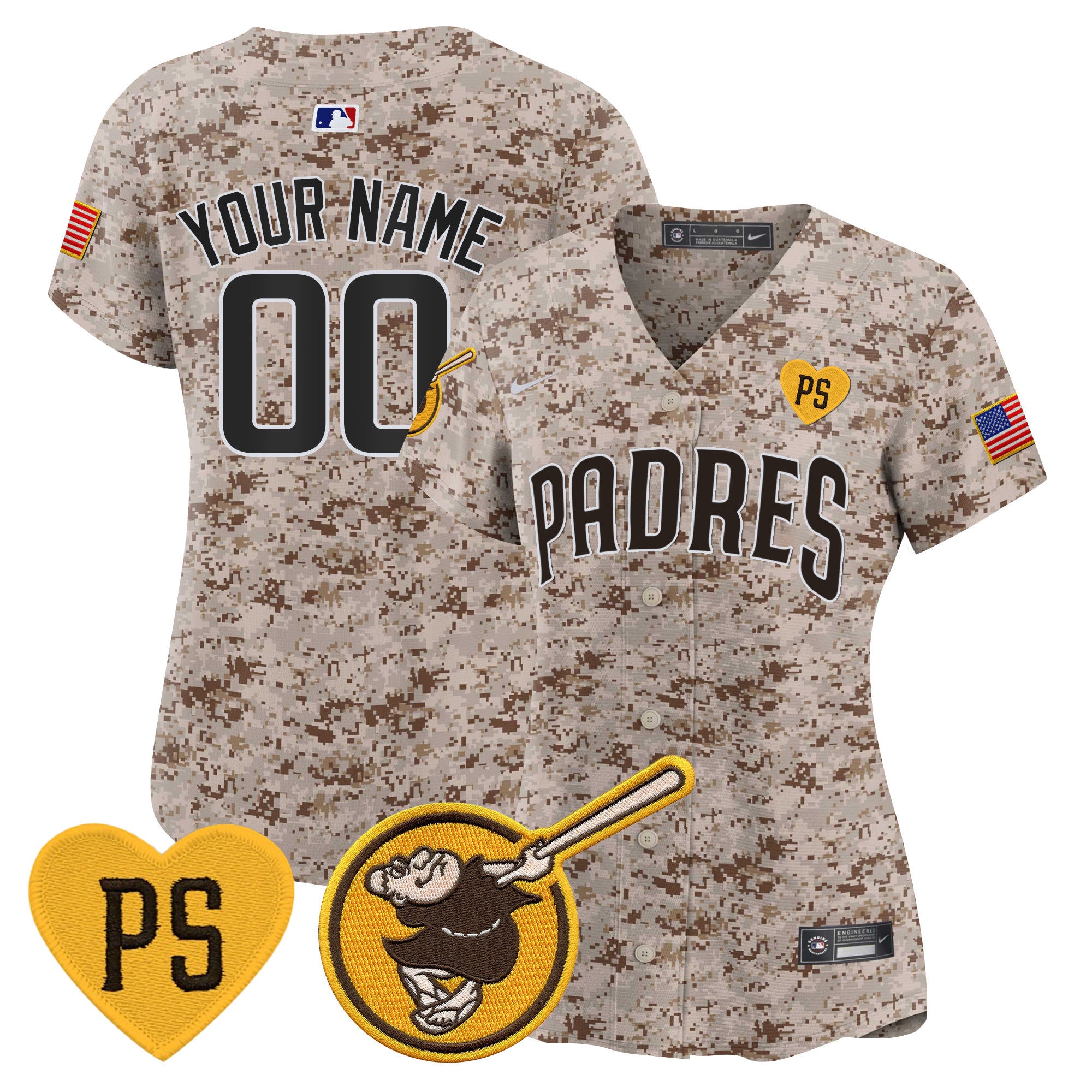 Padres USMC Alternate Vapor Premier Limited Custom Jersey - All Stitched - Women, Desert