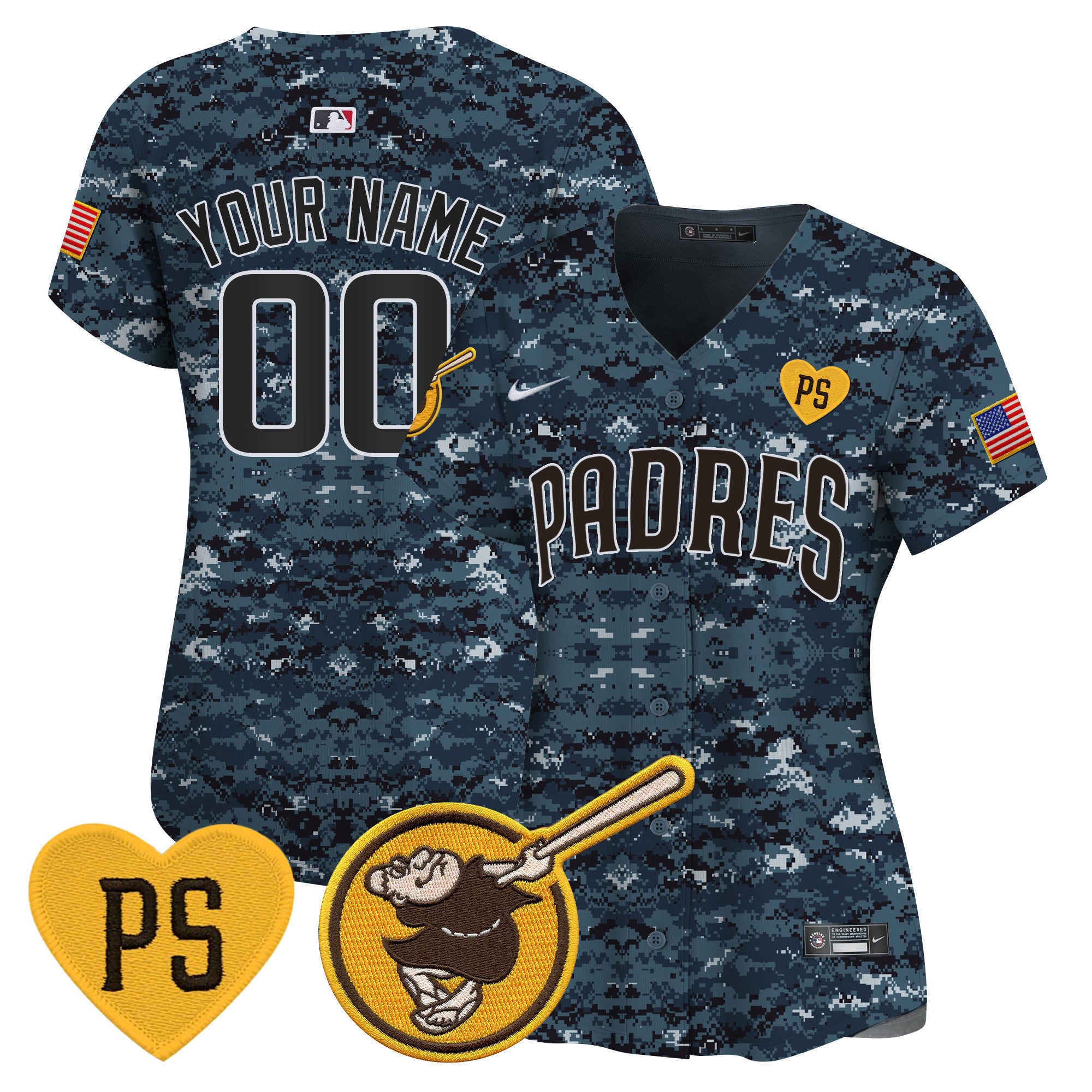 Padres USMC Alternate Vapor Premier Limited Custom Jersey - All Stitched - Women, Navy