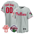 Philadelphia Phillies Red October Patch Custom Jersey - All Stitched - Men, Cool Gray