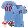 Philadelphia Phillies Red October Patch Custom Jersey - All Stitched - Women, Cool Blue