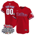 Phillies 2008 World Series Champions Patch Vapor Premier Limited Custom Jersey - All Stitched - Men, Red