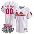 Phillies 2008 World Series Champions Patch Vapor Premier Limited Custom Jersey - All Stitched - Men, White Gold