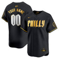 Phillies 2024 City Connect Vapor Premier Limited Custtom Jersey - All Stitched - Men, Black Gold