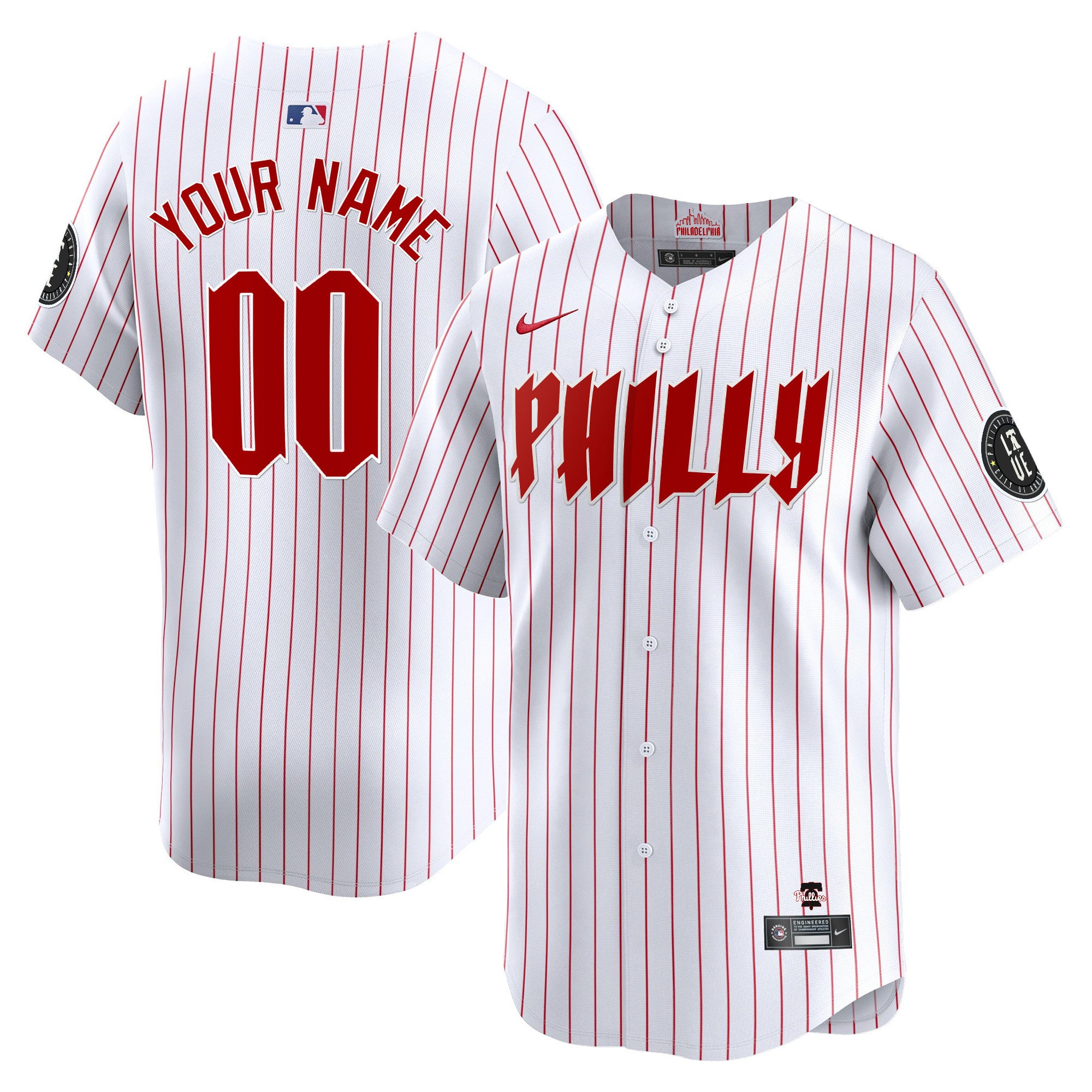 Phillies 2024 City Connect Vapor Premier Limited Custtom Jersey - All Stitched - Men, White