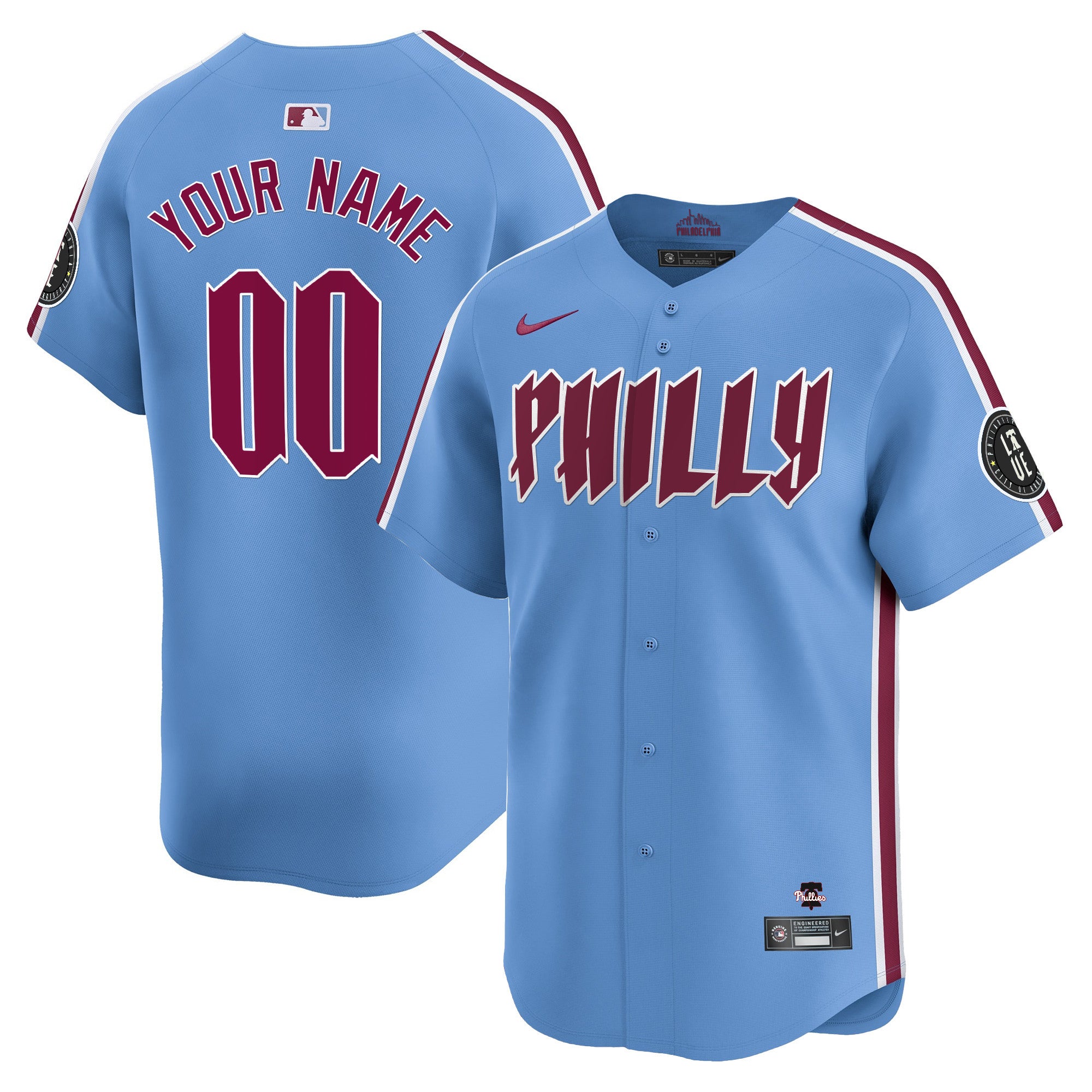 Phillies 2024 City Connect Vapor Premier Limited Custtom Jersey - All Stitched - Men, Light Blue