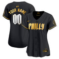 Phillies 2024 City Connect Vapor Premier Limited Custtom Jersey - All Stitched - Women, Black Gold
