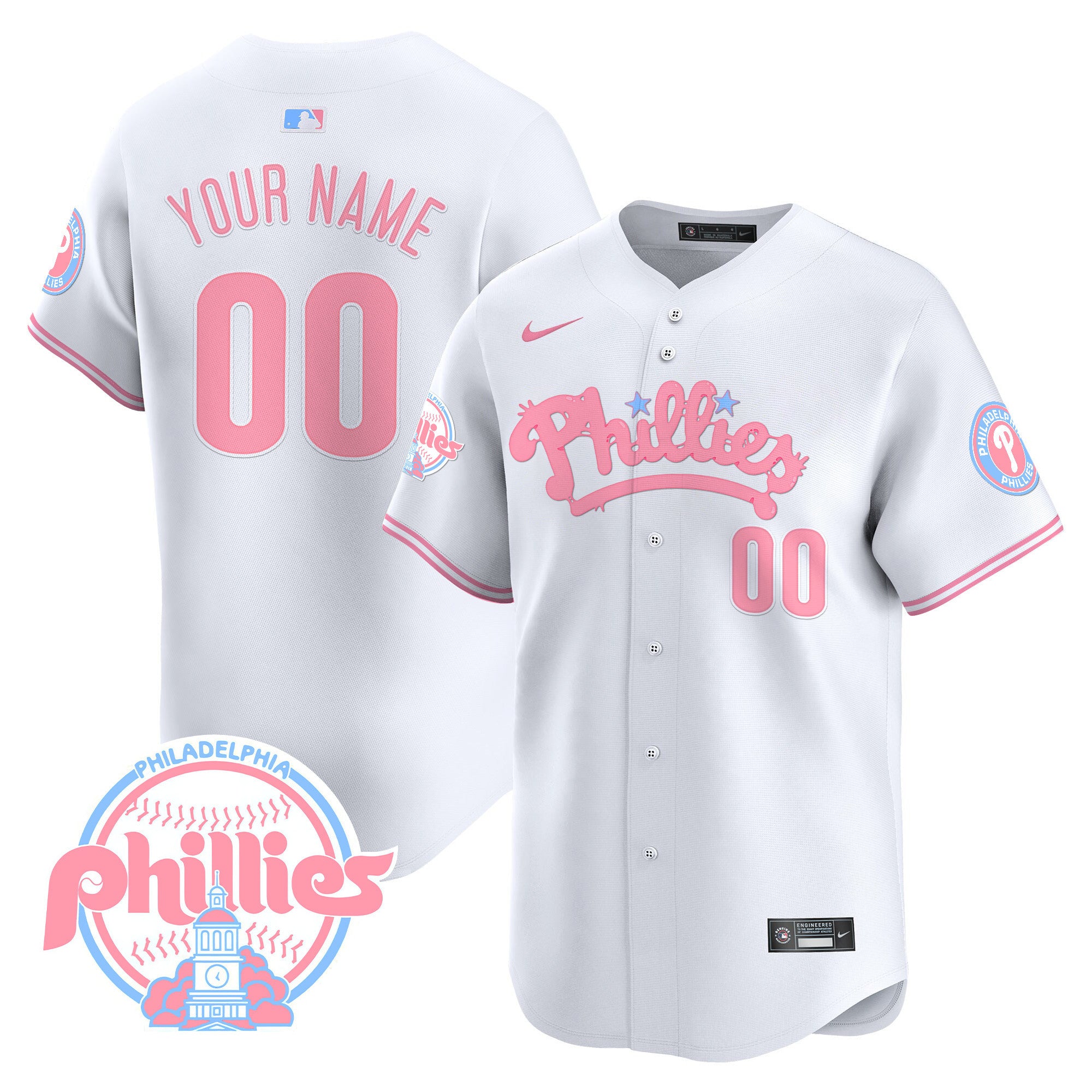 Phillies Bubblegum Pink Vapor Premier Limited Custom Jersey - All Stitched