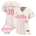 Phillies Bubblegum Pink Vapor Premier Limited Custom Jersey - All Stitched - Women, Cream