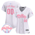 Phillies Bubblegum Pink Vapor Premier Limited Custom Jersey - All Stitched - Women, Pinstripe