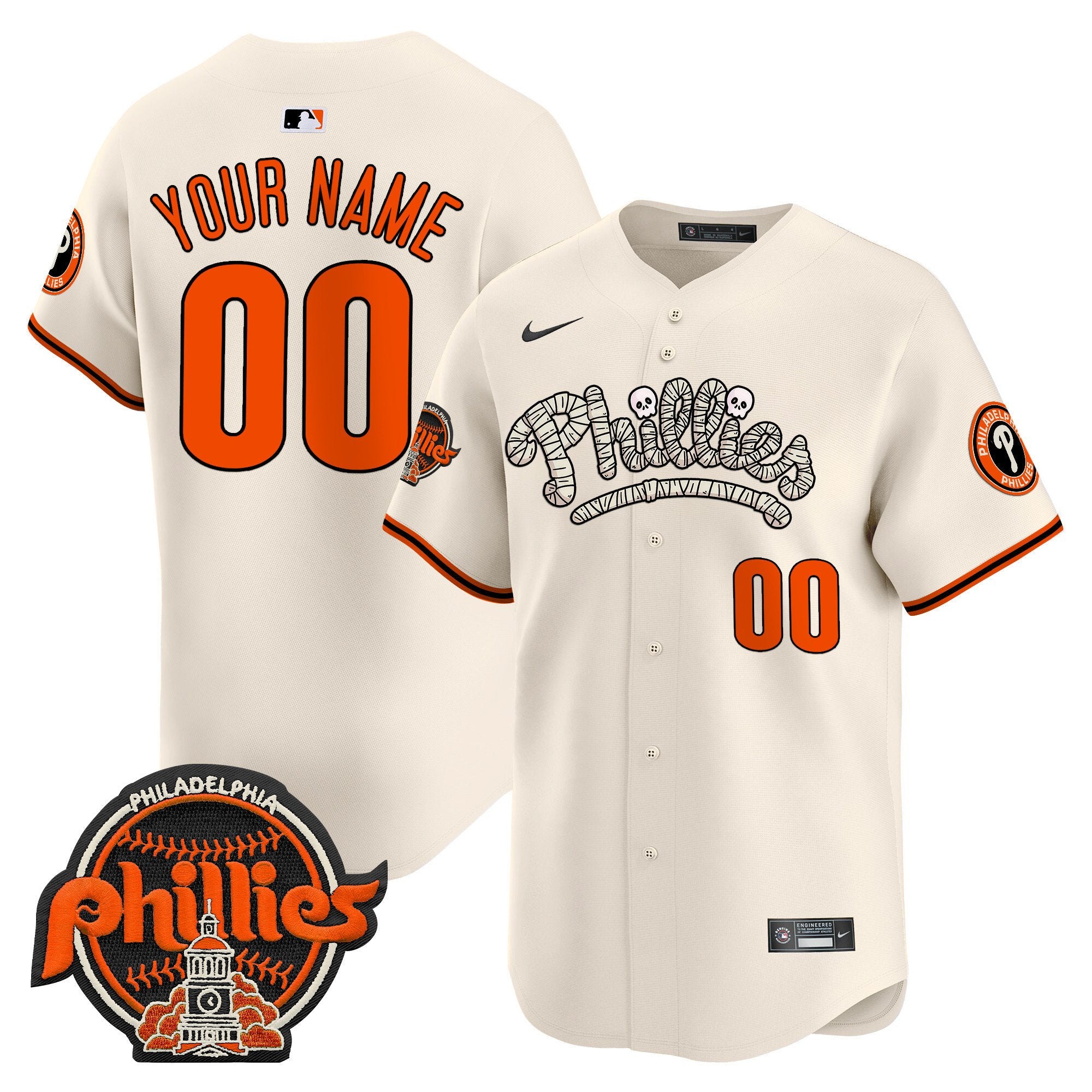 Phillies Halloween Vapor Premier Limited Custom Jersey - All Stitched - Men, Cream