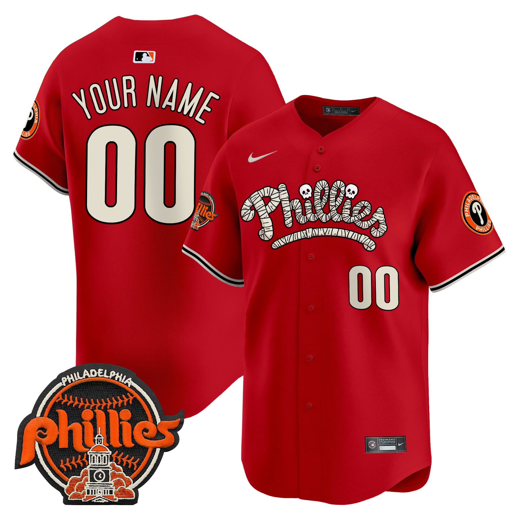 Phillies Halloween Vapor Premier Limited Custom Jersey - All Stitched - Men, Red