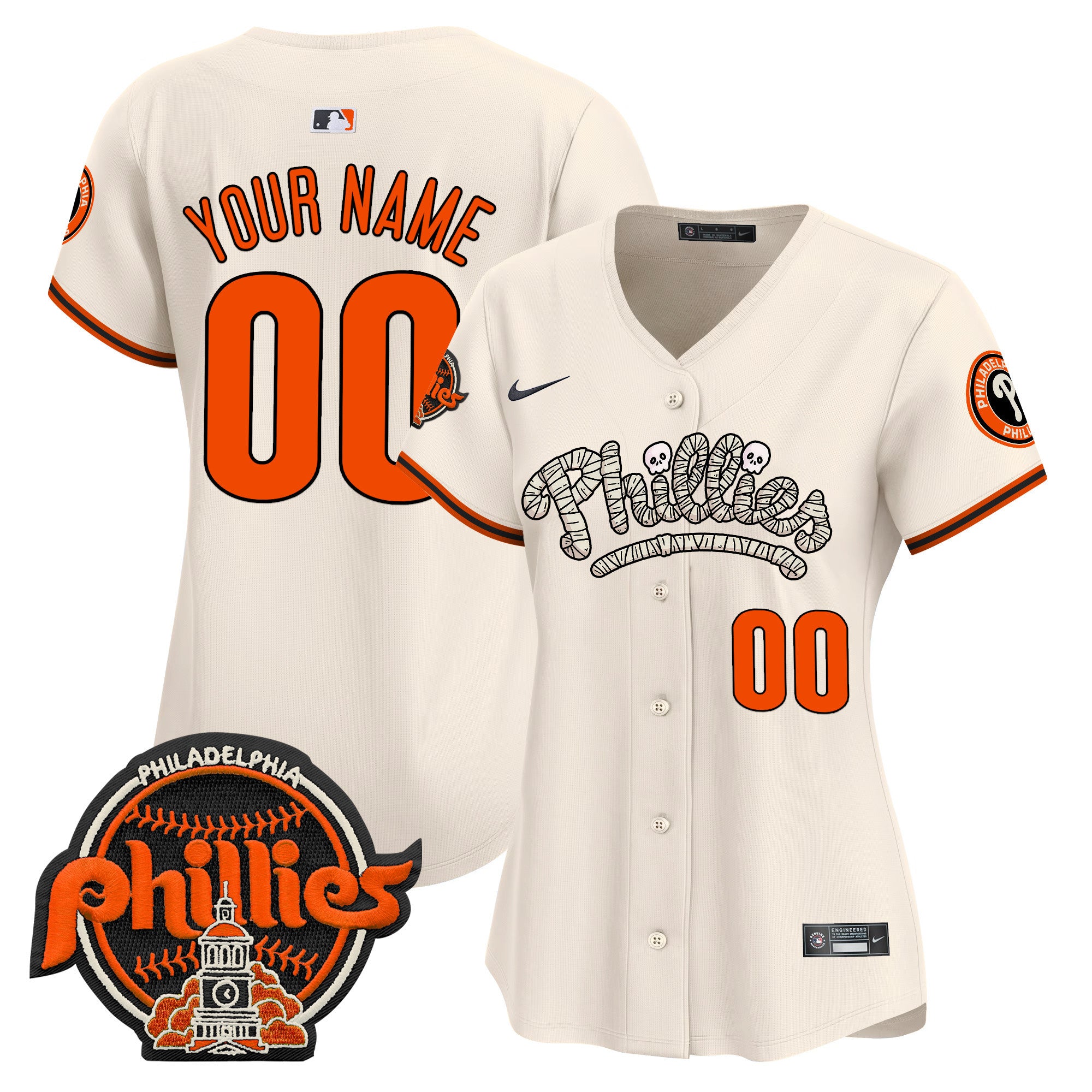 Phillies Halloween Vapor Premier Limited Custom Jersey - All Stitched - Women, Cream