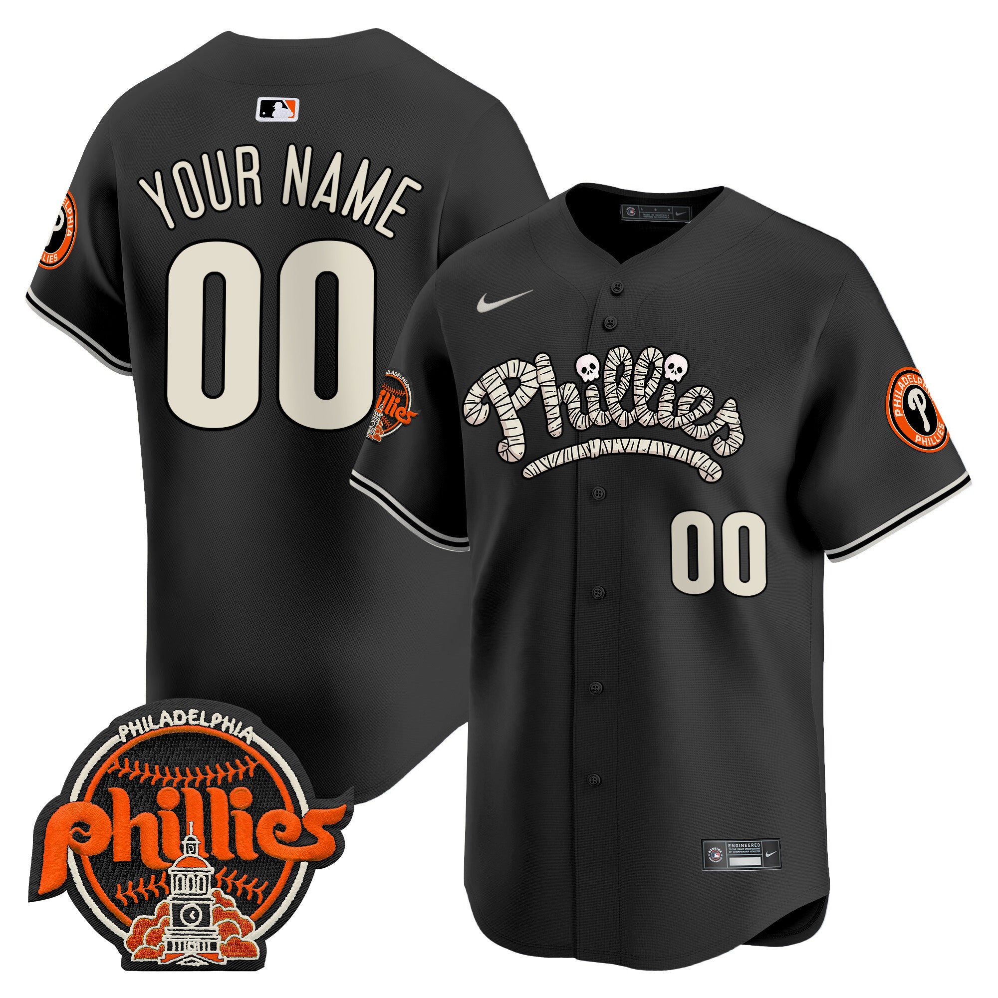 Phillies Halloween Vapor Premier Limited Custom Jersey - All Stitched - Men, Black