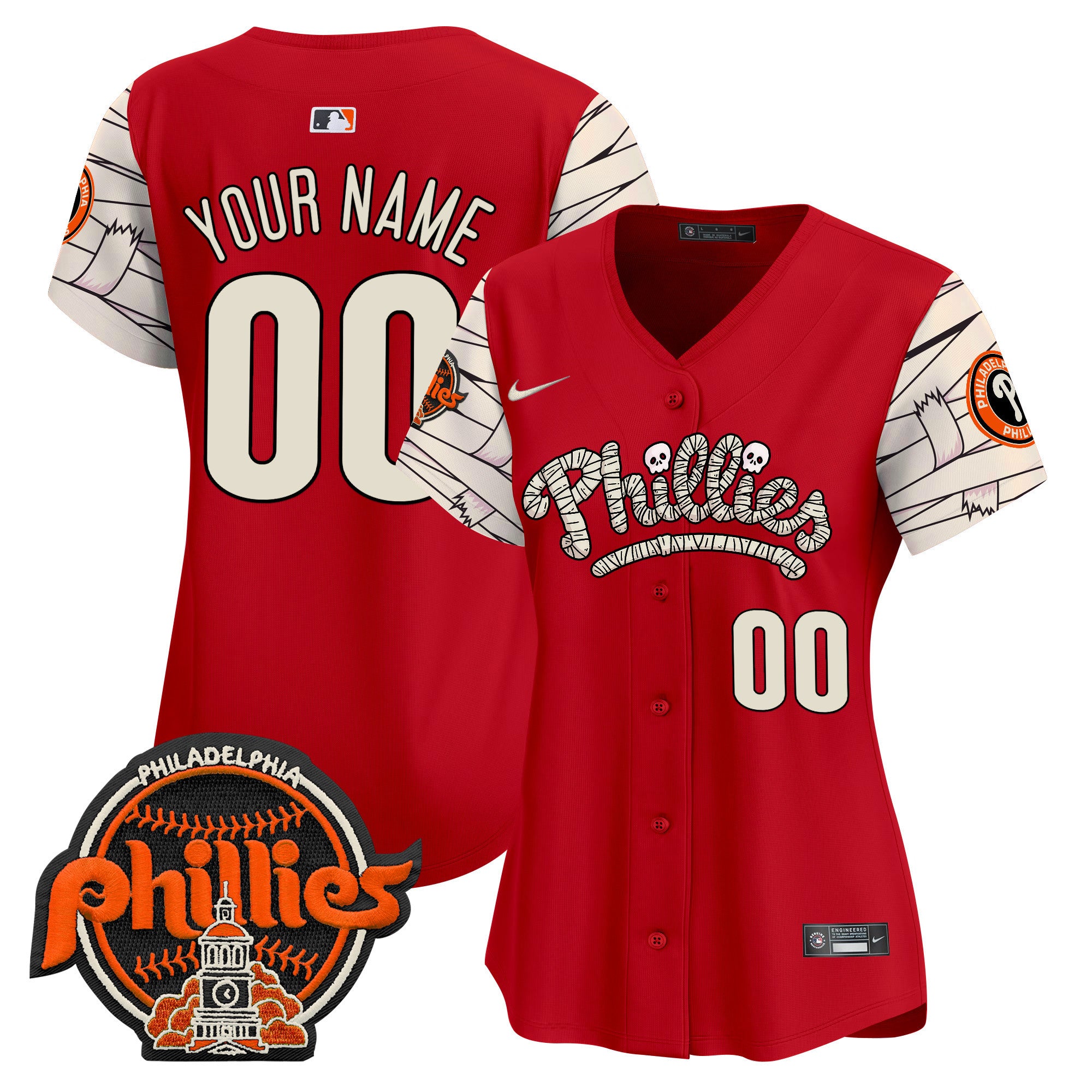 Phillies Halloween Vapor Premier Limited Custom Jersey V2 - All Stitched - Women, Red
