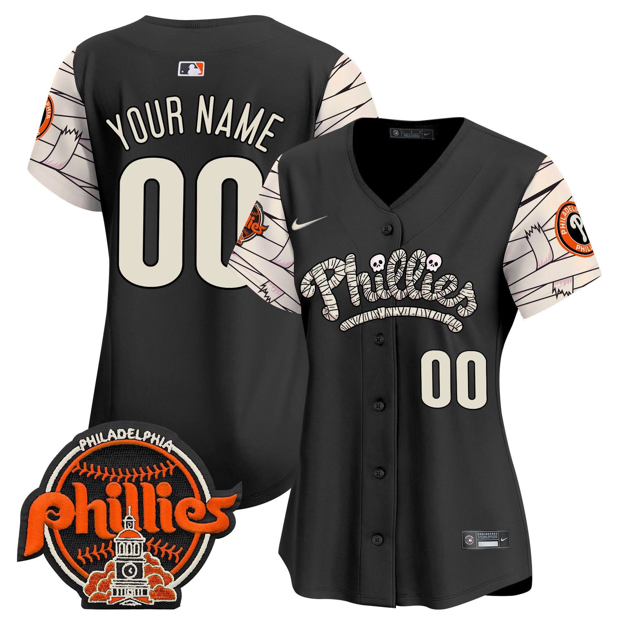 Phillies Halloween Vapor Premier Limited Custom Jersey V2 - All Stitched - Women, Black