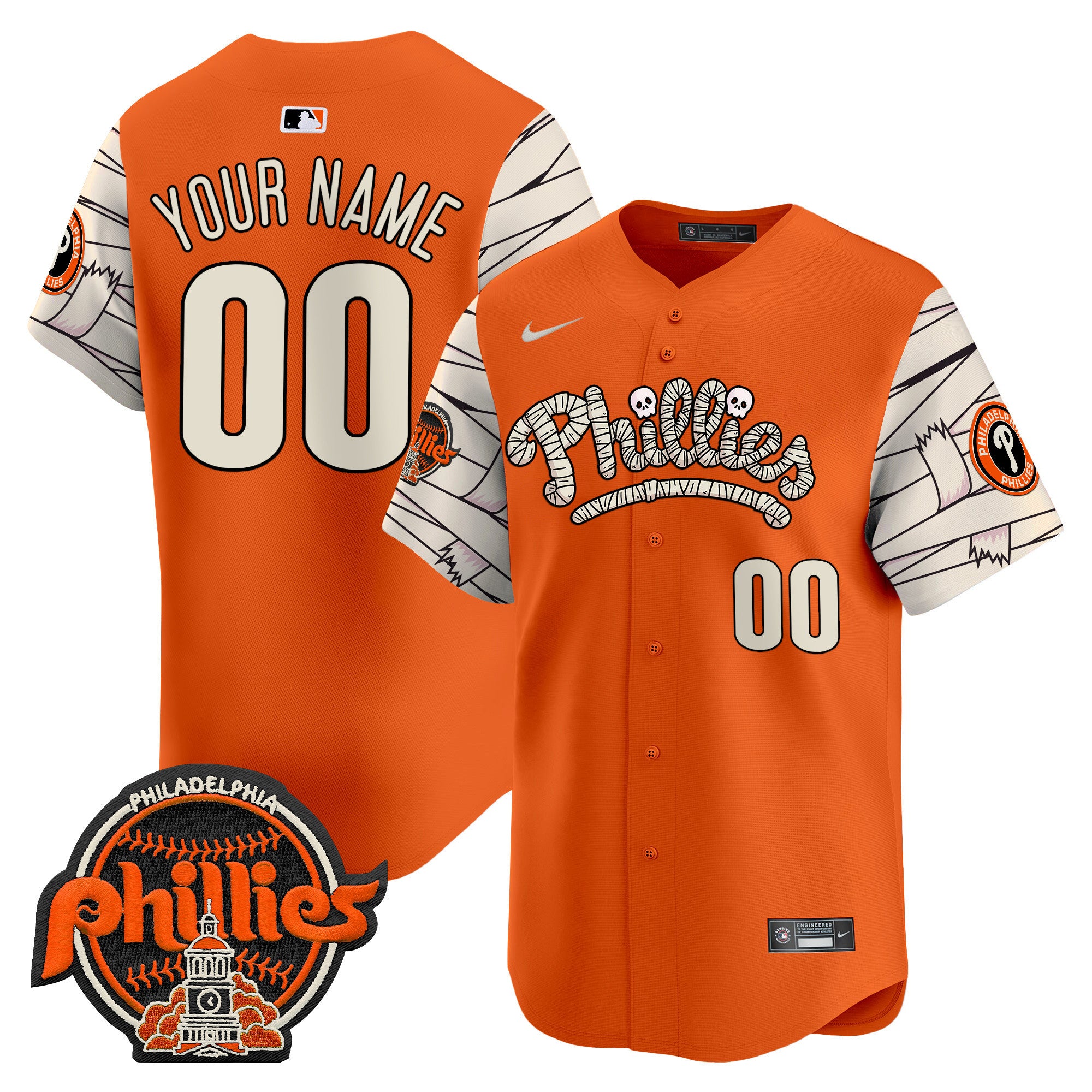 Phillies Halloween Vapor Premier Limited Custom Jersey V2 - All Stitched - Men, Orange