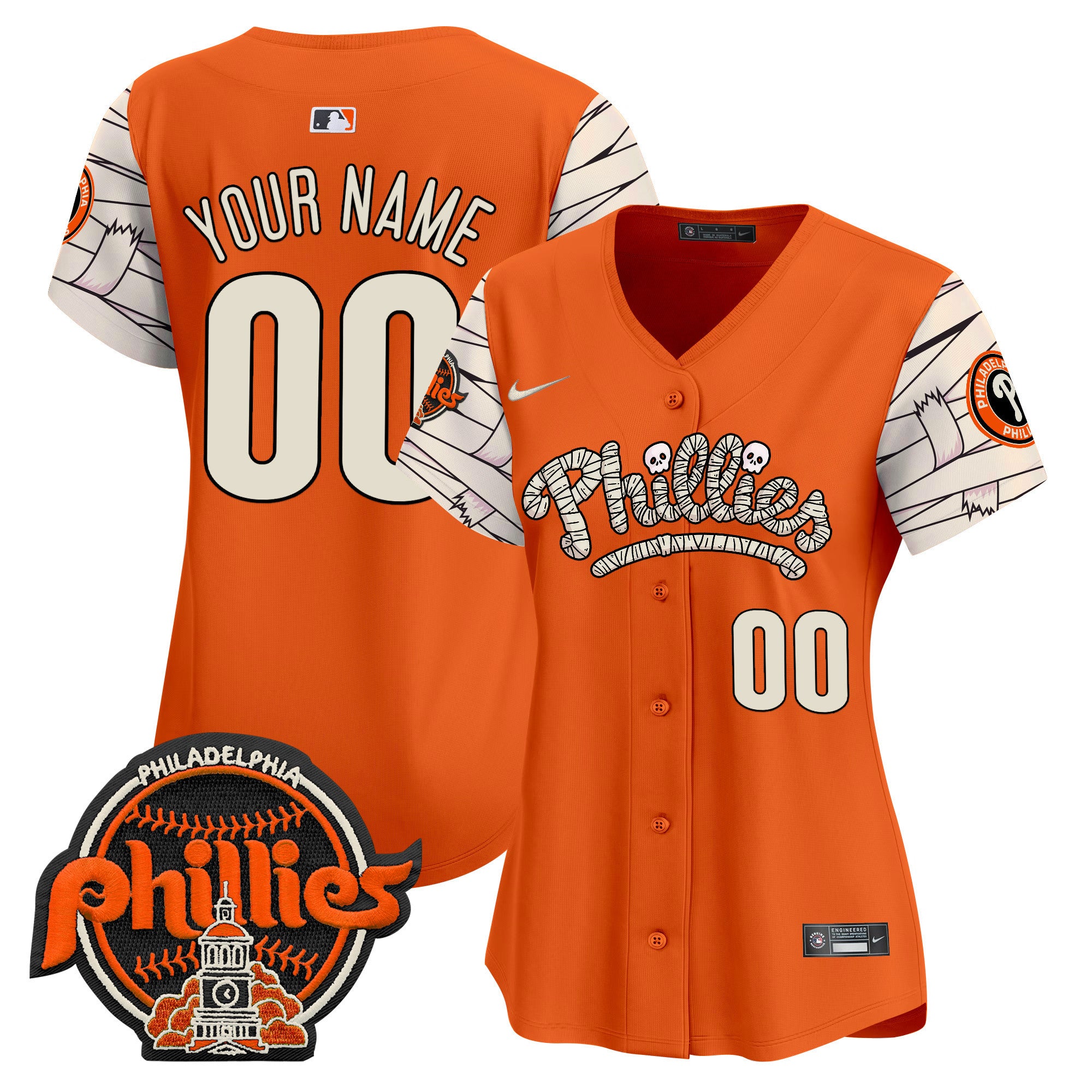Phillies Halloween Vapor Premier Limited Custom Jersey V2 - All Stitched - Women, Orange