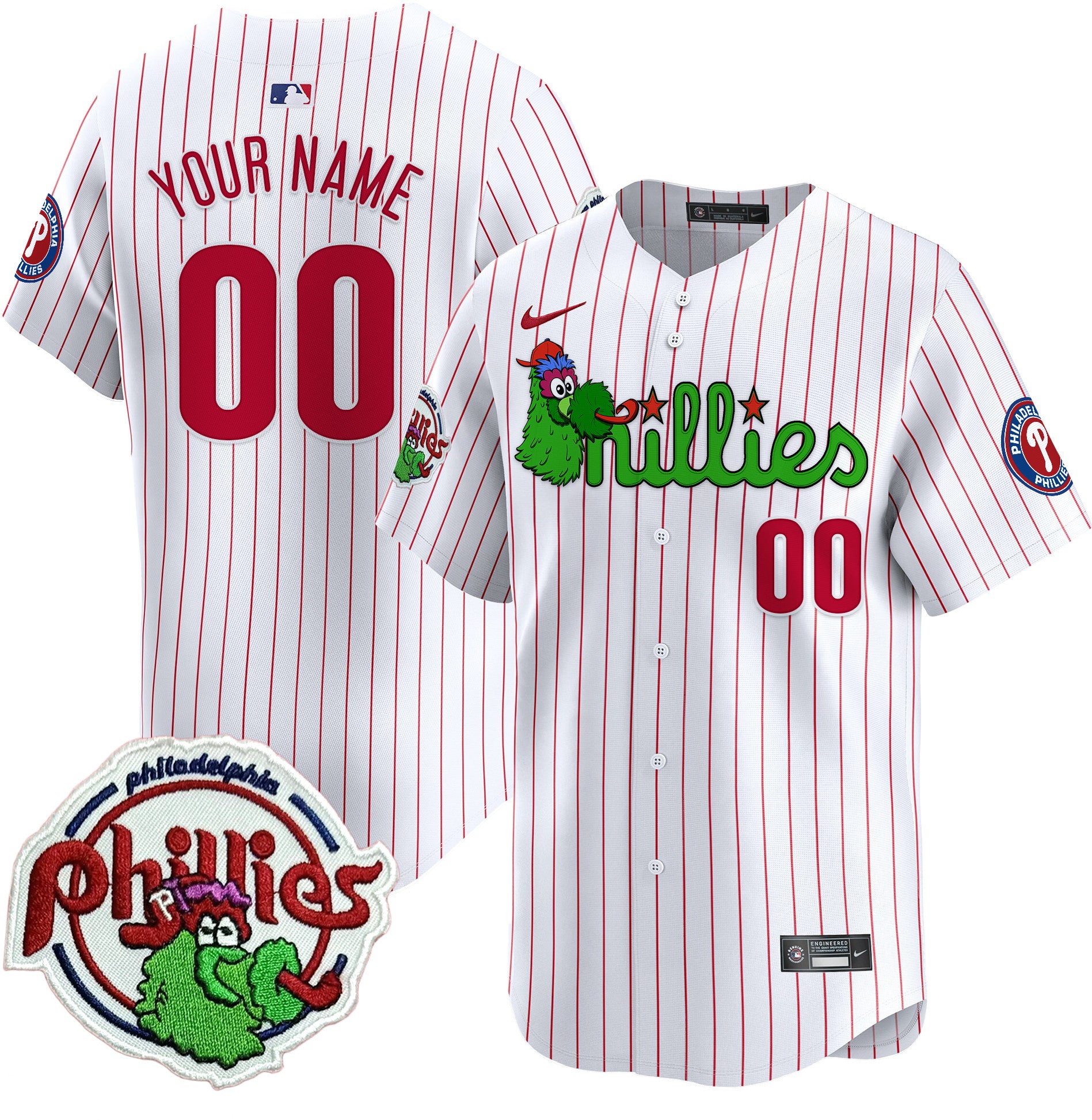 Phillies Phanatic Patch Vapor Premier Limited Custom Jersey V3 - All Stitched - Men, Pinstripe