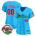 Phillies Phanatic Patch Vapor Premier Limited Custom Jersey V3 - All Stitched - Women, Light Blue