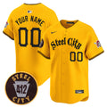 Pittsburgh Pirates 412 Patch Vapor Premier Limited Custom Jersey - All Stitched - Men, Gold