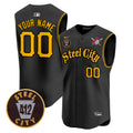 Pittsburgh Pirates 412 Patch Vapor Premier Sleeveless Custom Jersey - All Stitched - Men, Black