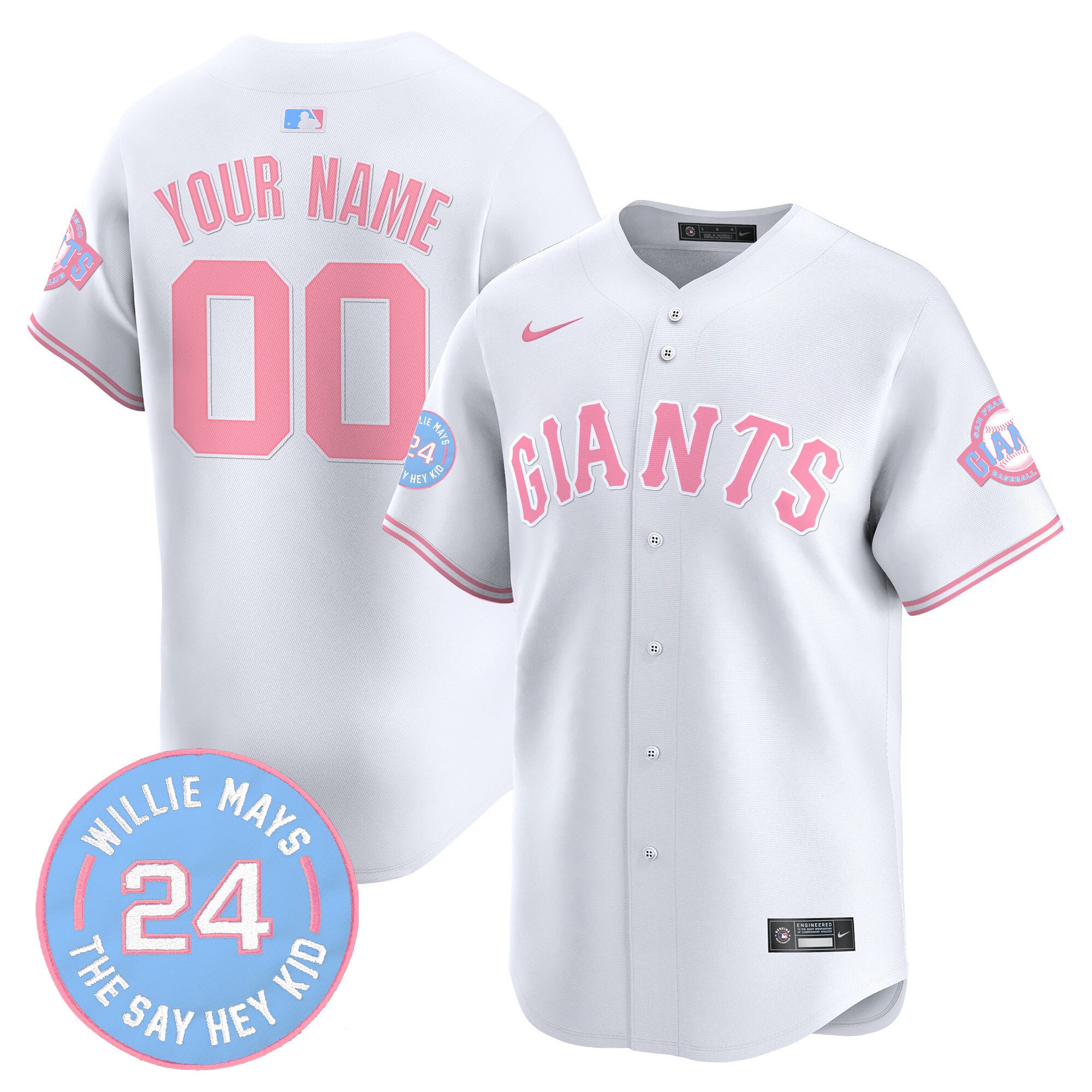 San Francisco Giants Bubblegum Pink Vapor Premier Limited Custom Jersey - All Stitched - Men, White