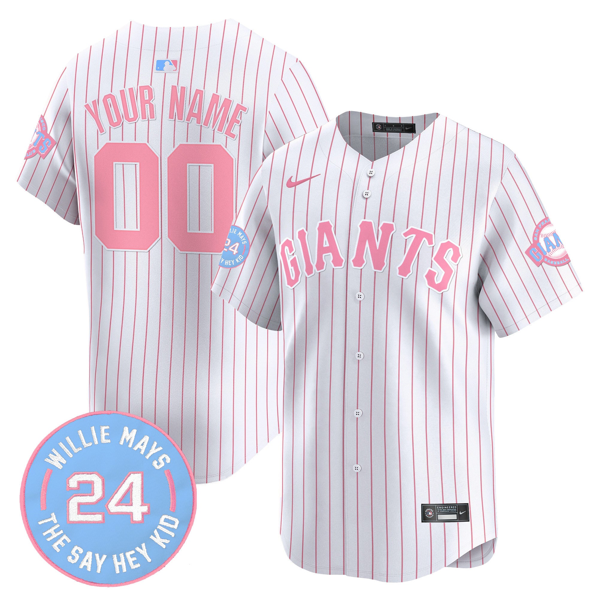 San Francisco Giants Bubblegum Pink Vapor Premier Limited Custom Jersey - All Stitched - Men, Pinstripe