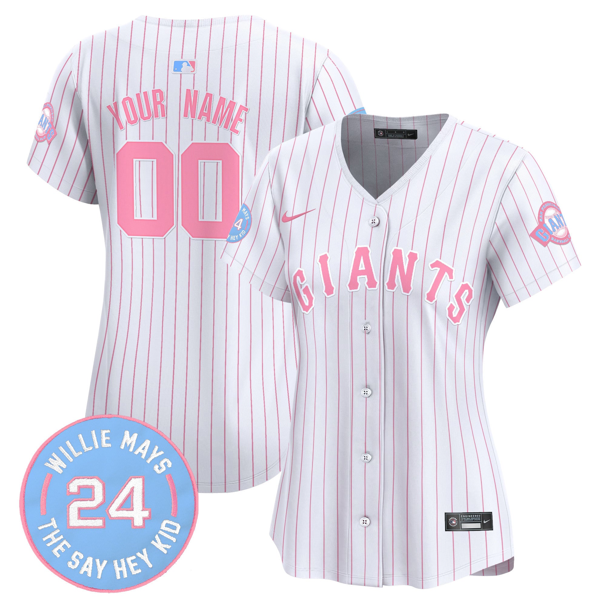 San Francisco Giants Bubblegum Pink Vapor Premier Limited Custom Jersey - All Stitched - Women, Pinstripe