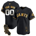 San Francisco Giants California Patch Vapor Premier Limited Custom Jersey - All Stitched - Men, Black Gold