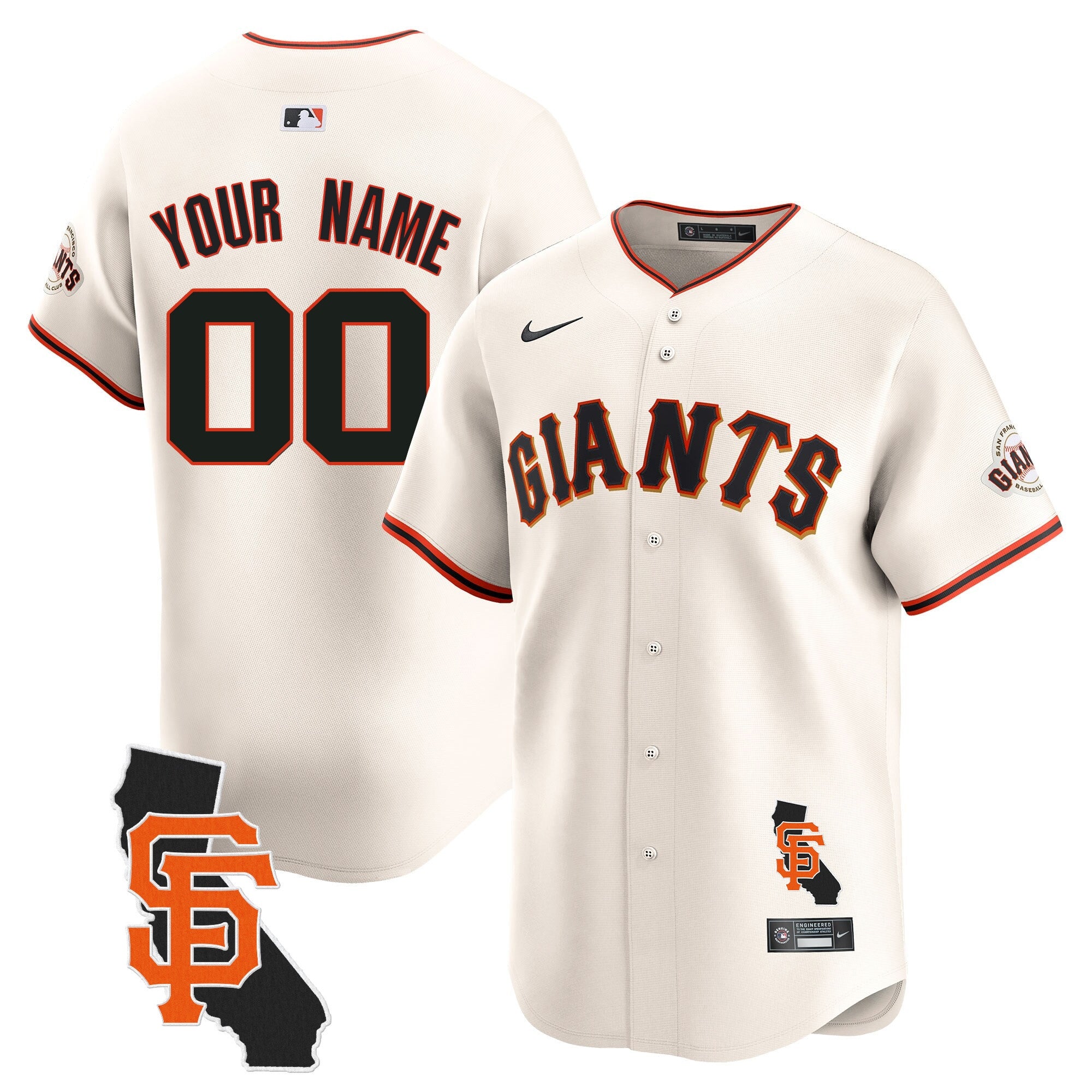 San Francisco Giants California Patch Vapor Premier Limited Custom Jersey - All Stitched - Men, Cream