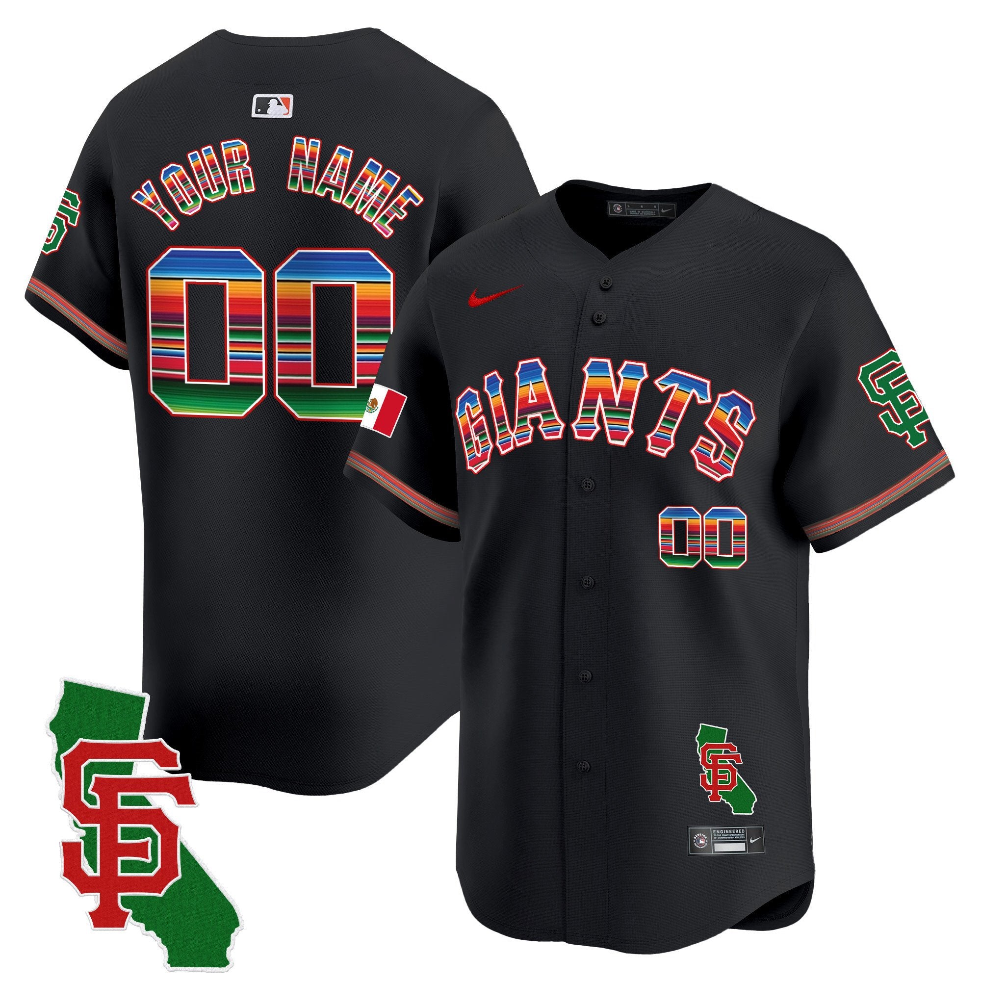 San Francisco Giants Mexico California Patch Vapor Premier Limited Custom Jersey - All Stitched - Men, Black