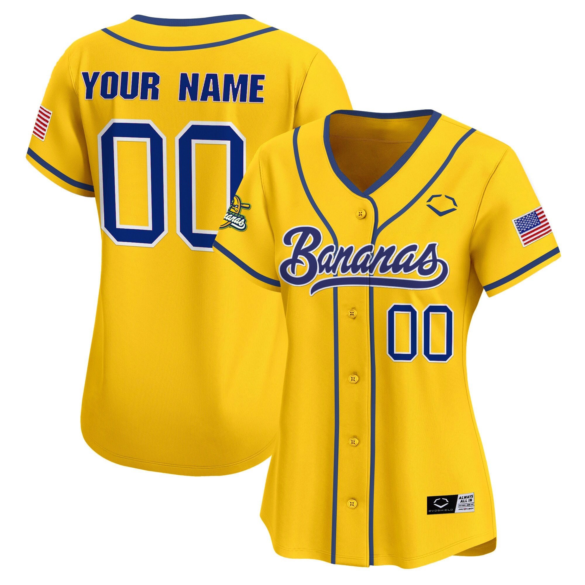 Savannah Bananas Vapor Premier Limited Custom Jersey - All stitched - Women, Yellow