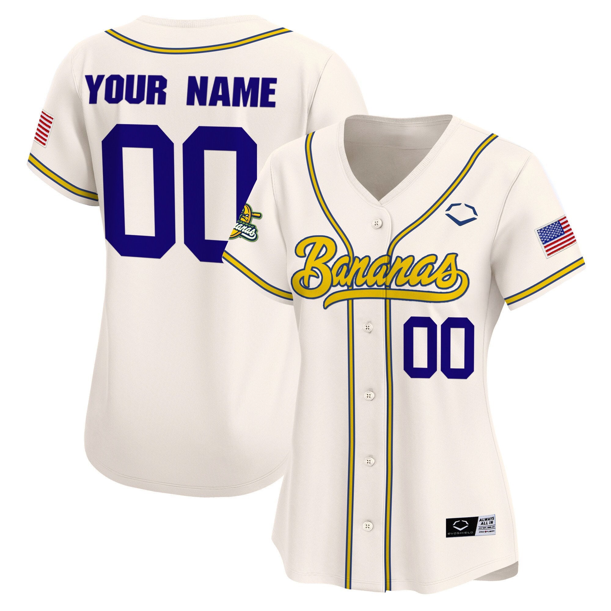 Savannah Bananas Vapor Premier Limited Custom Jersey - All stitched - Women, Cream