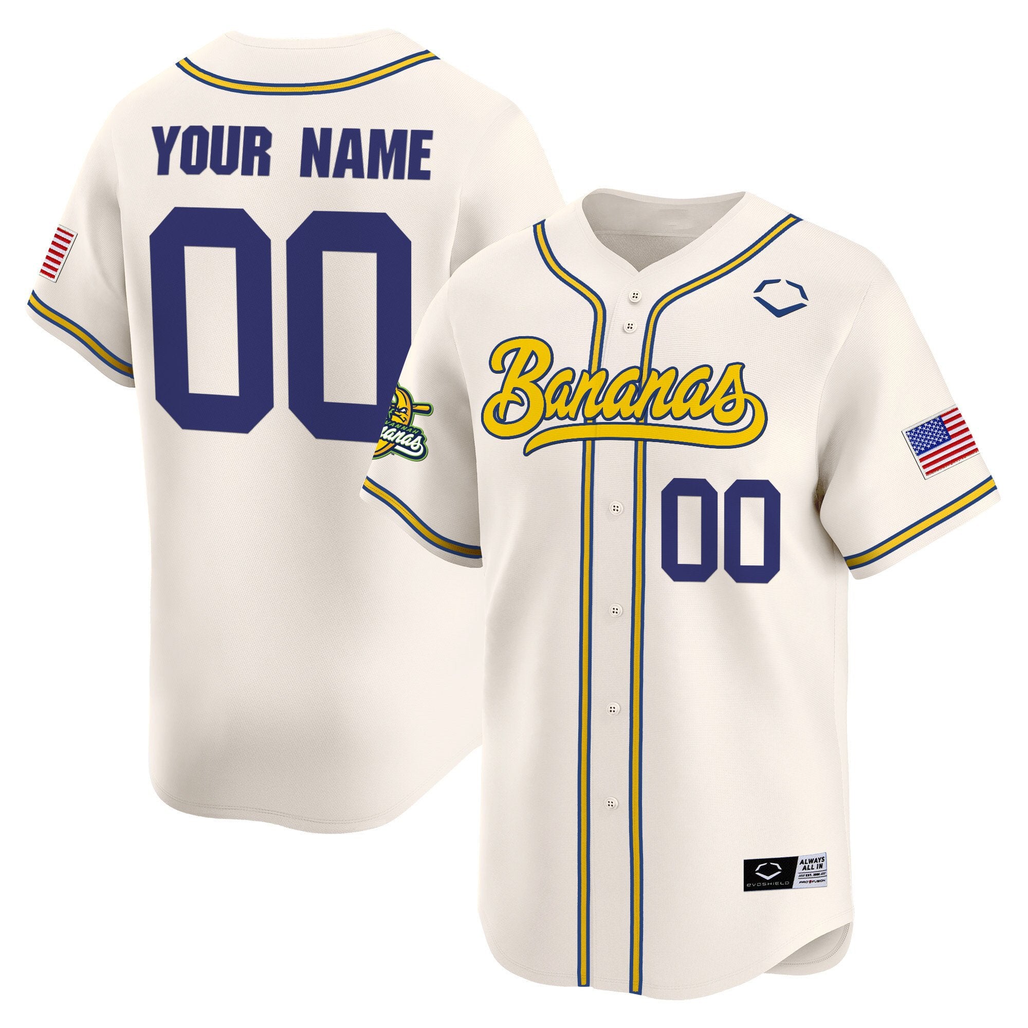Savannah Bananas Vapor Premier Limited Custom Jersey - All stitched - Men, Cream