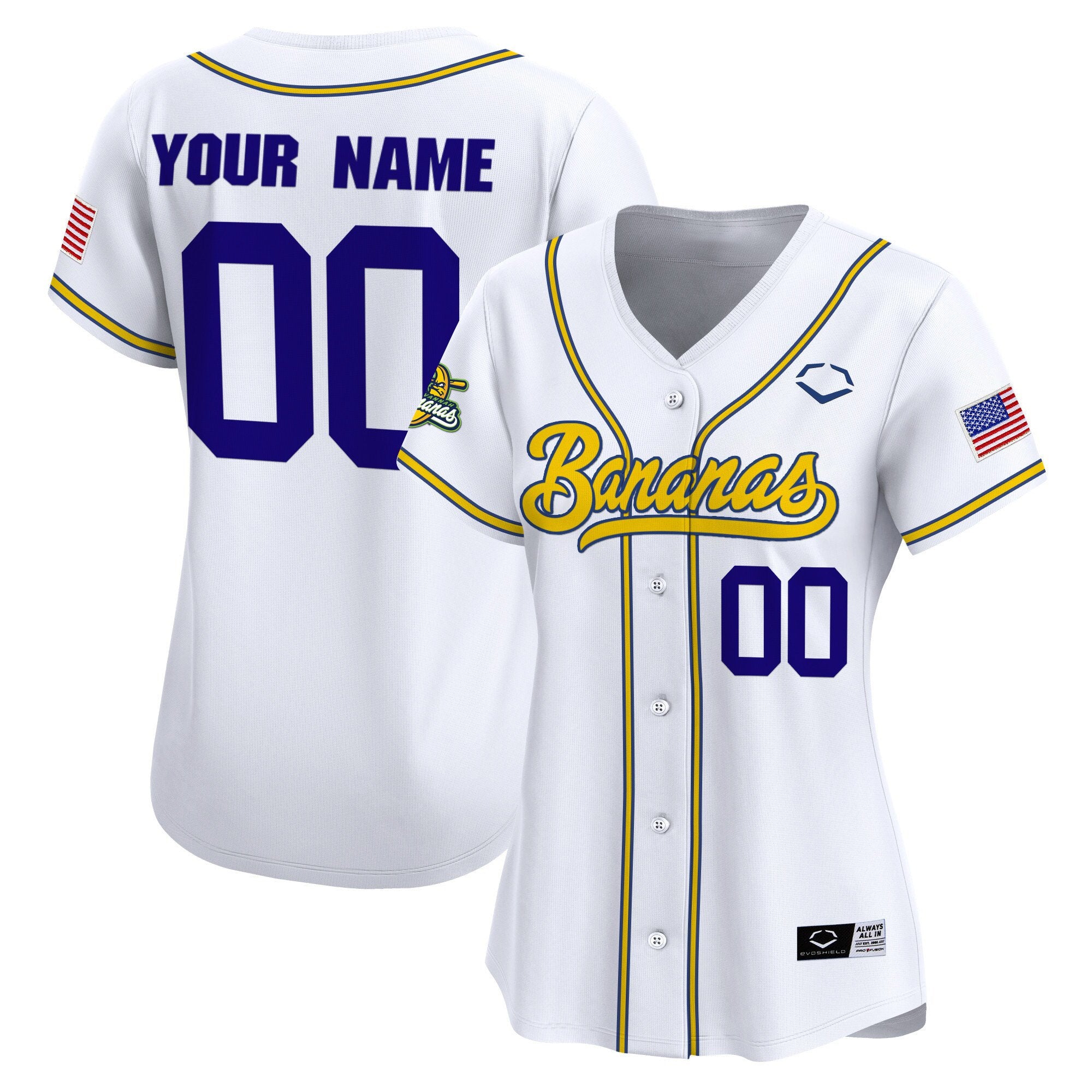 Savannah Bananas Vapor Premier Limited Custom Jersey - All stitched - Women, White