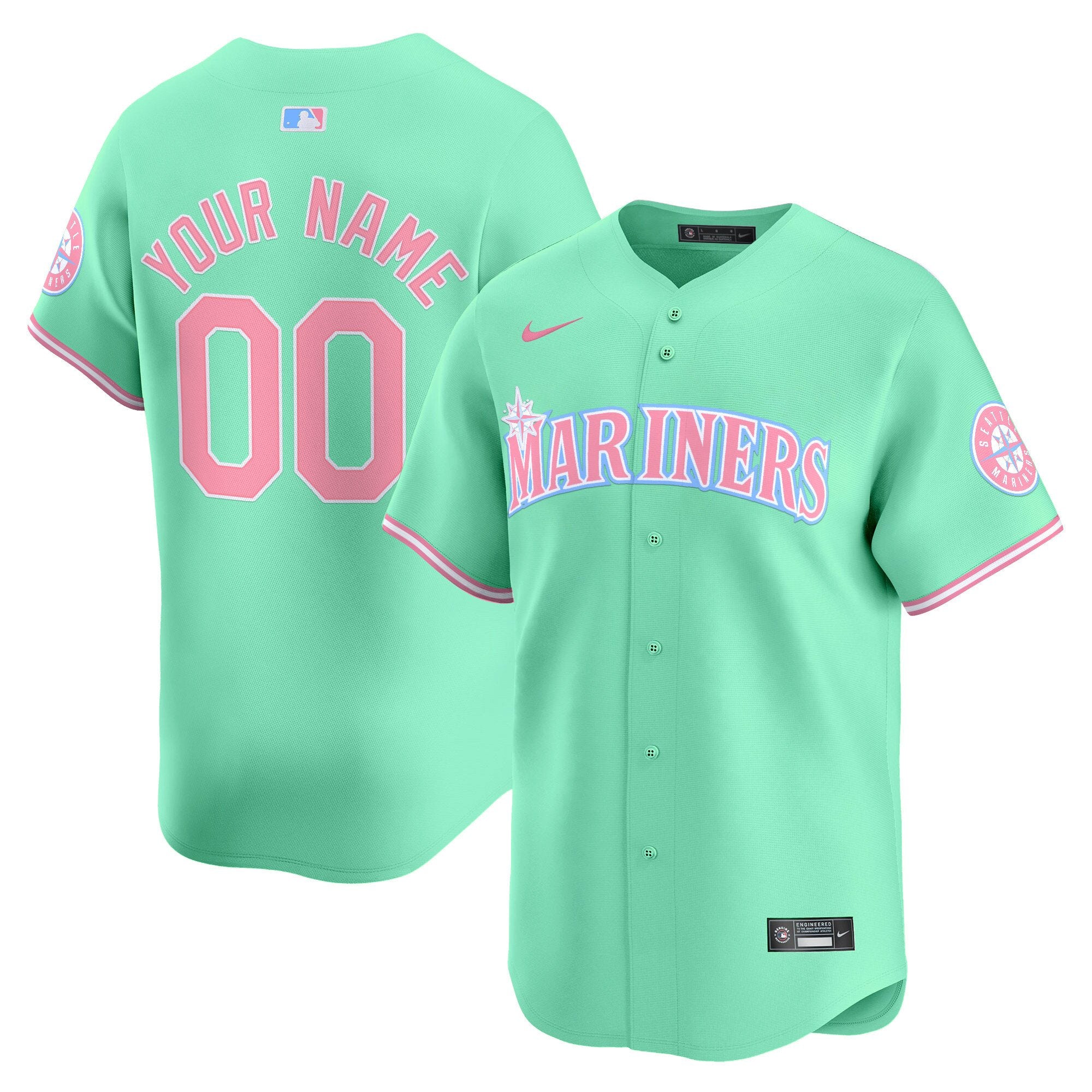 Seattle Mariners Bubblegum Pink Vapor Premier Limited Custom Jersey - All Stitched - Men, Light Teal
