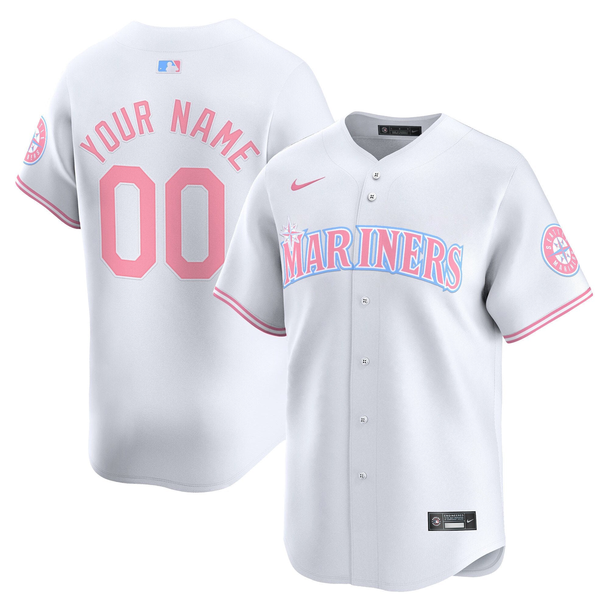 Seattle Mariners Bubblegum Pink Vapor Premier Limited Custom Jersey - All Stitched - Youth, White