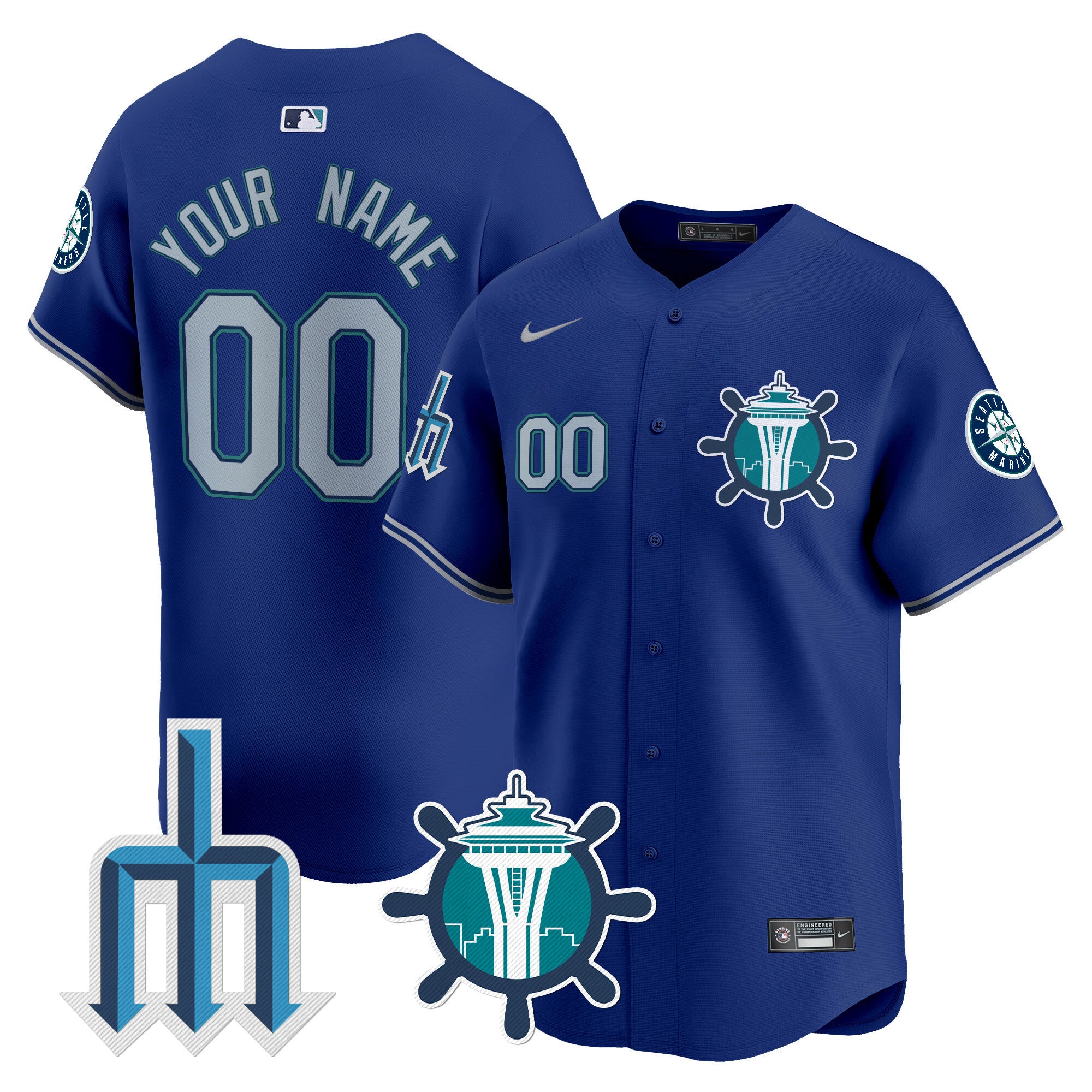 Seattle Mariners Trident Patch Vapor Premier Limited Custom Jersey - All Stitched - Men, Royal