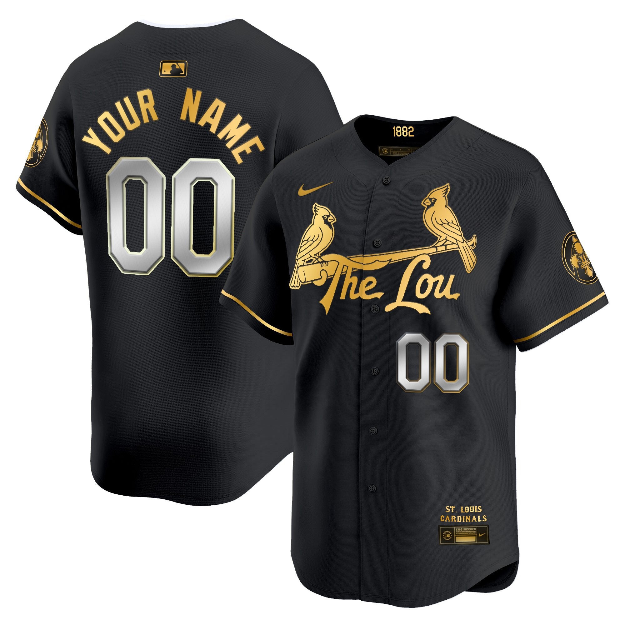 St. Louis Cardinals 2024 City Connect Vapor Premier Limited Custom Jersey - All Stitched - Men, Black Gold
