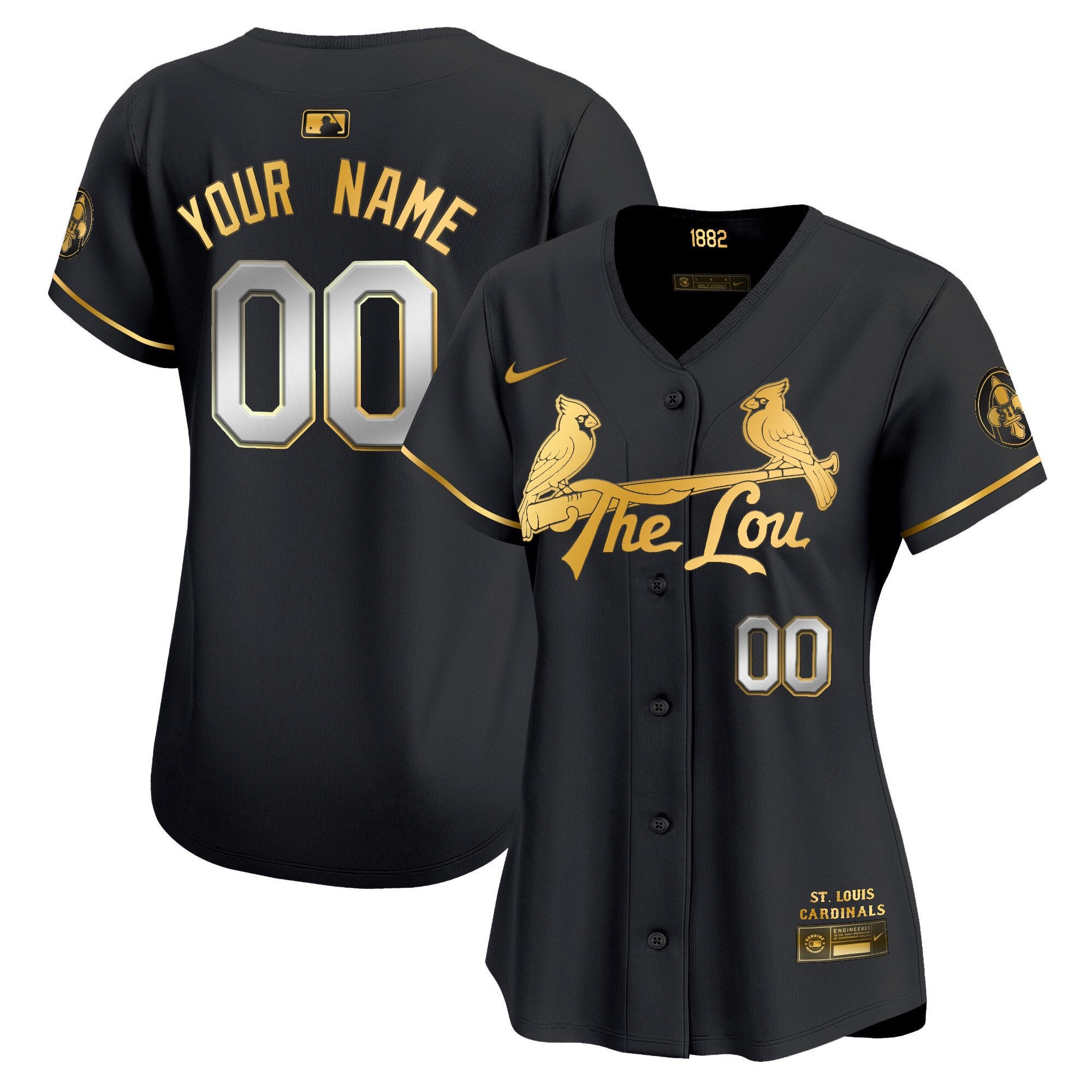St. Louis Cardinals 2024 City Connect Vapor Premier Limited Custom Jersey - All Stitched - Women, Black Gold