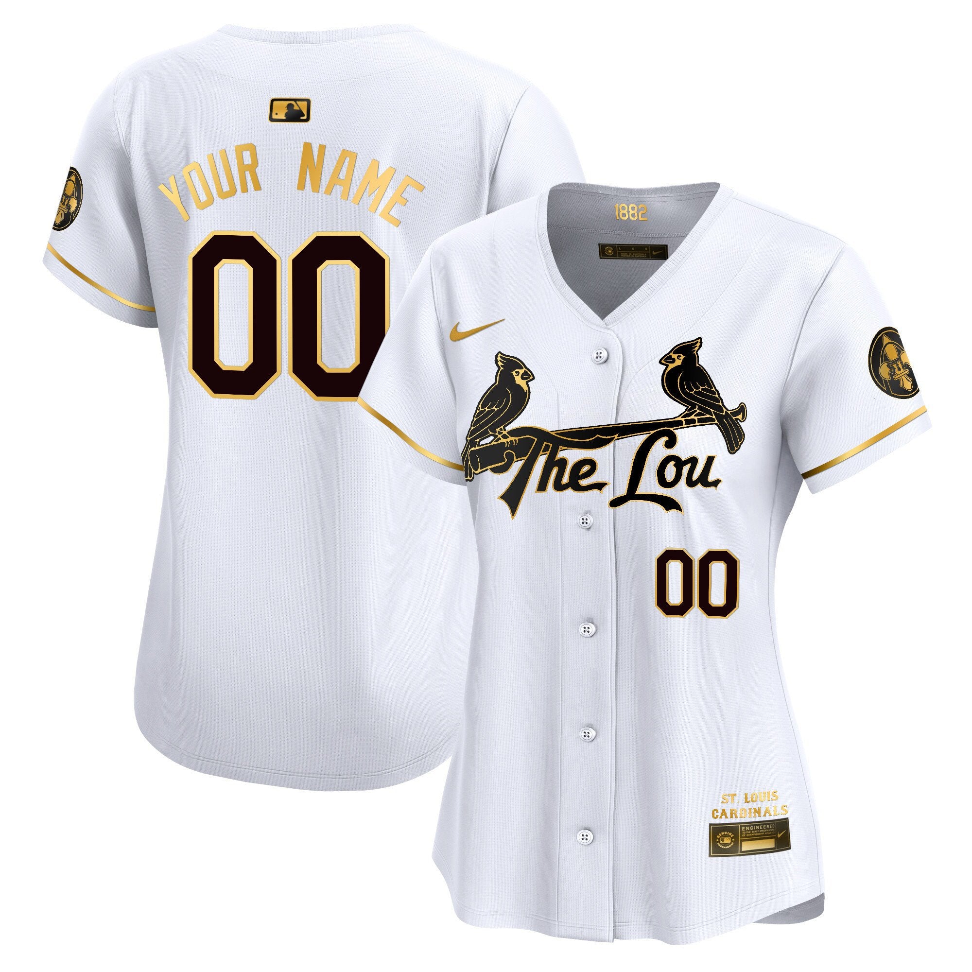 St. Louis Cardinals 2024 City Connect Vapor Premier Limited Custom Jersey - All Stitched - Women, White Gold